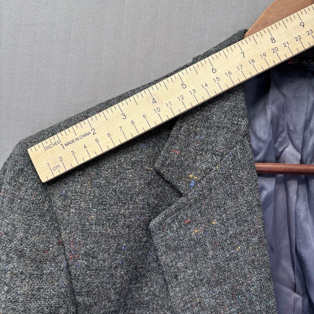 Vintage Austin Reed Wool Tweed Blazer Mens 42R Grey Flecked Sport Coat USA Made - Picture 16 of 16